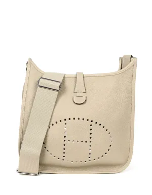 Hermes 2021 Trench/Palladium Taurillon Clemence Leather Evelyne III 29cm PM Bag