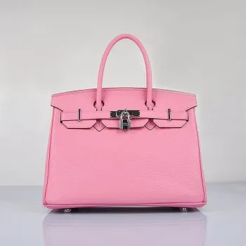 Hermes Birkin 30cm Togo Leather Handbags Cherry Pink Silver