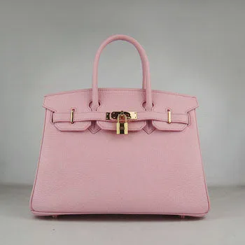 Hermes Birkin 30cm Togo Leather Handbags Pink Golden