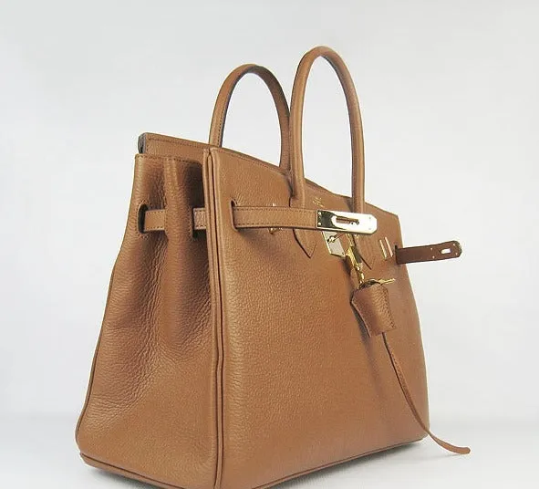 Hermes Birkin 35cm Togo Leather Handbags Light Coffee Golden