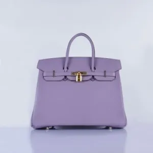 Hermes Birkin 35cm Togo Leather Handbags Light Purple Golden