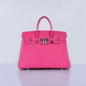 Hermes Birkin 35cm Togo Leather Handbags Rose Silver