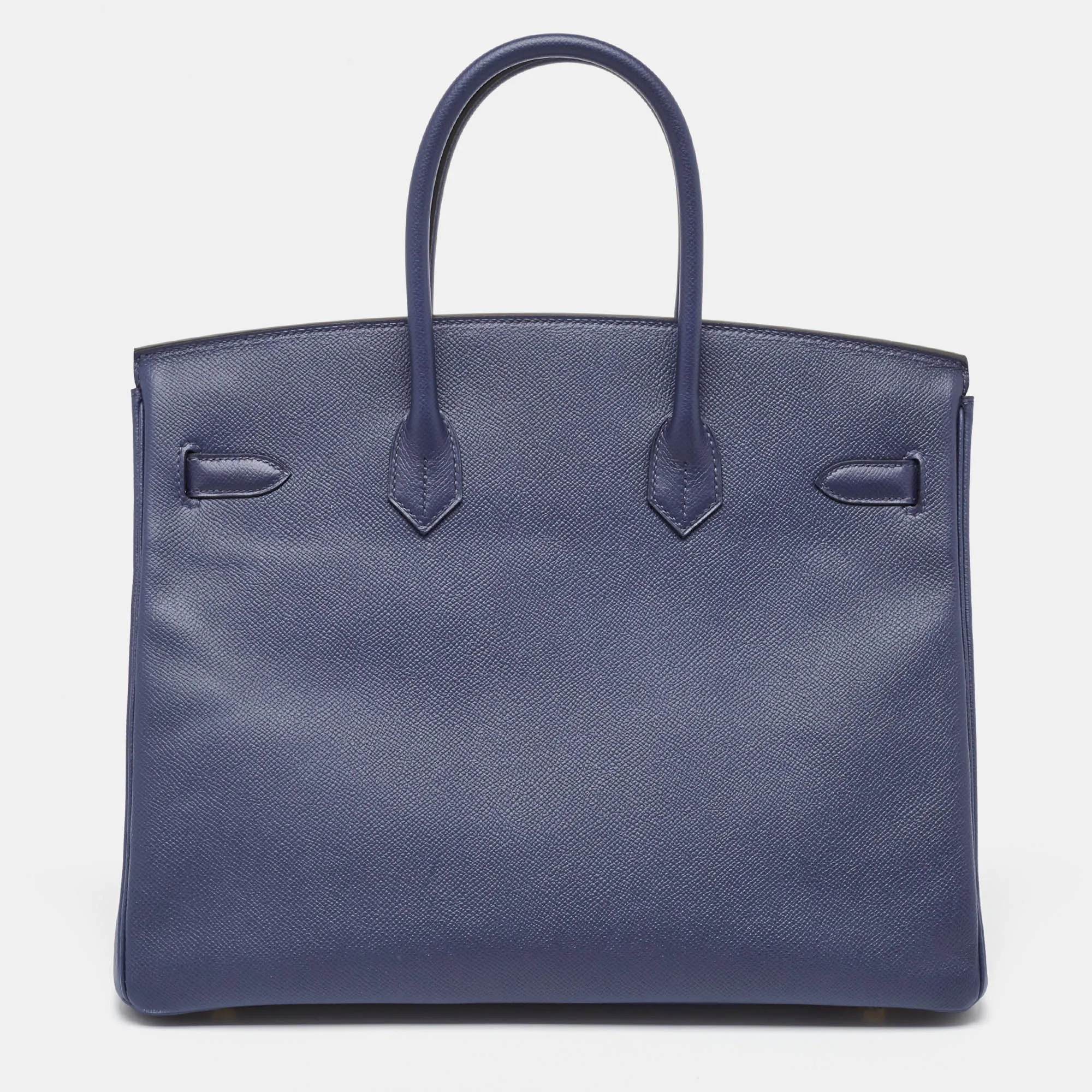HERMES Blue Saphir Epsom Leather Gold Finish Birkin 35 Bag