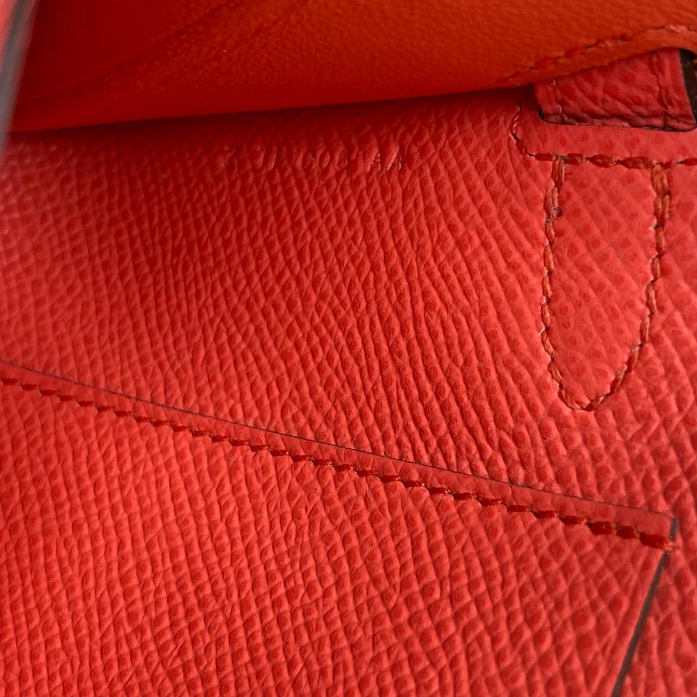 Hermes Rose Texas Epsom Leather Kelly Wallet To Go Bag