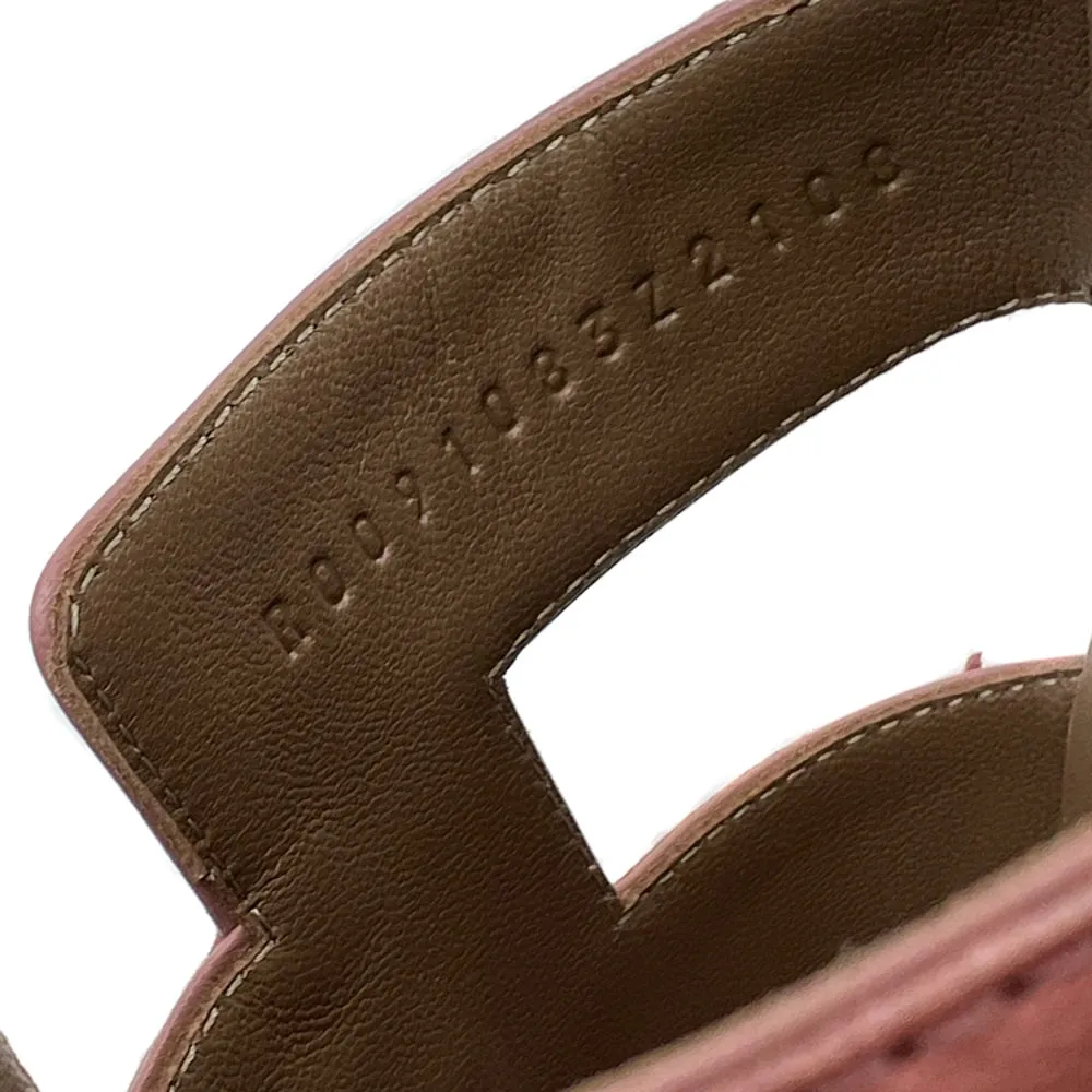 Hermes Rouge Blush Ostrich Oran Sandals 40.5