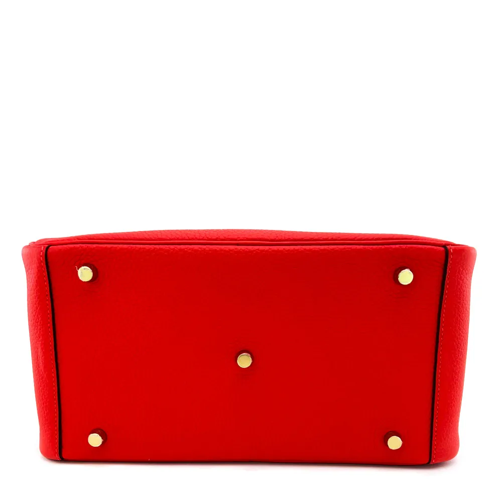 Hermes Rouge Tomate Clemence Lindy 30