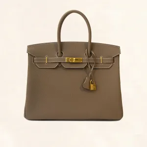 Hermès Etoupe Togo Birkin 35 with Gold Hardware