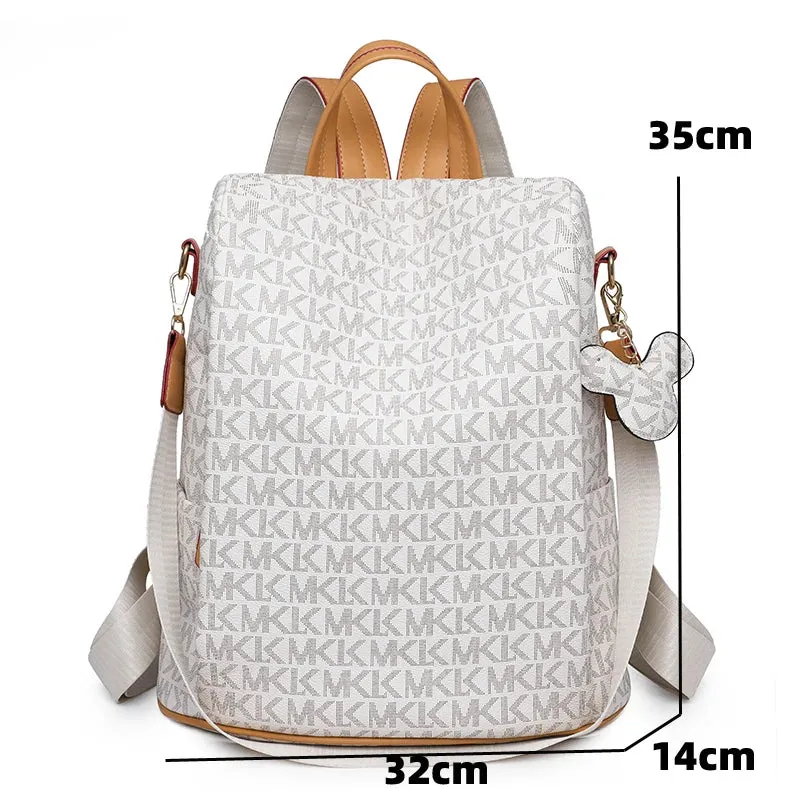 High Quality Leather Ladies Backpack Luxury Designer Women Shoulder Bag Girls School Bag Letter Printing Anti Theft Backpack