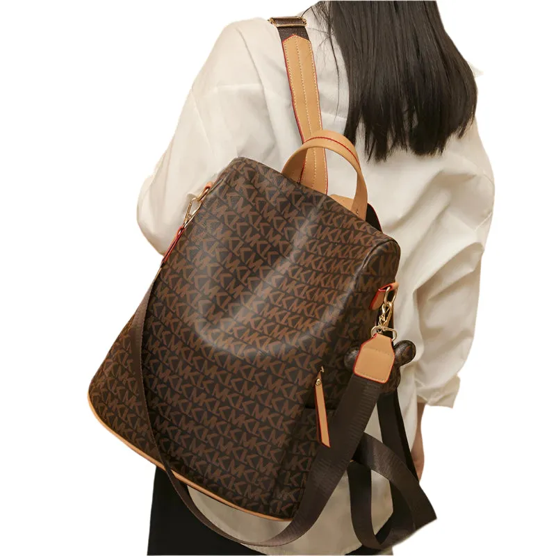 High Quality Leather Ladies Backpack Luxury Designer Women Shoulder Bag Girls School Bag Letter Printing Anti Theft Backpack