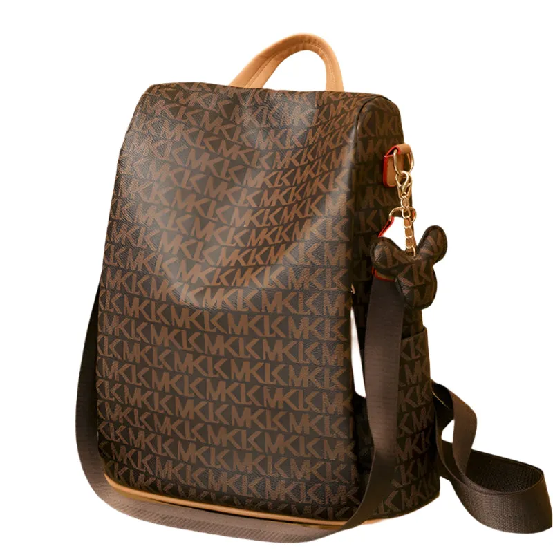High Quality Leather Ladies Backpack Luxury Designer Women Shoulder Bag Girls School Bag Letter Printing Anti Theft Backpack