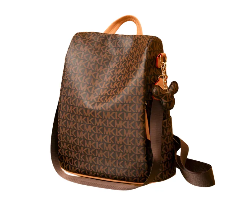 High Quality Leather Ladies Backpack Luxury Designer Women Shoulder Bag Girls School Bag Letter Printing Anti Theft Backpack