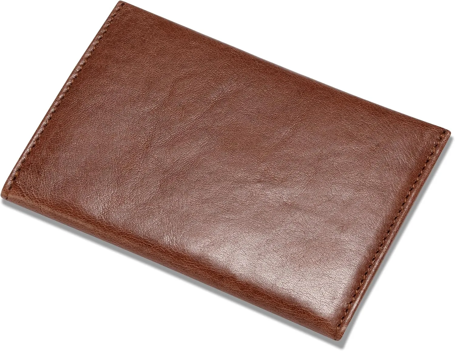 HISCOW Envelope Business Card Case with Magnet Closure - Italian Calfskin (Coffee Vegetable-Tanned Leather)