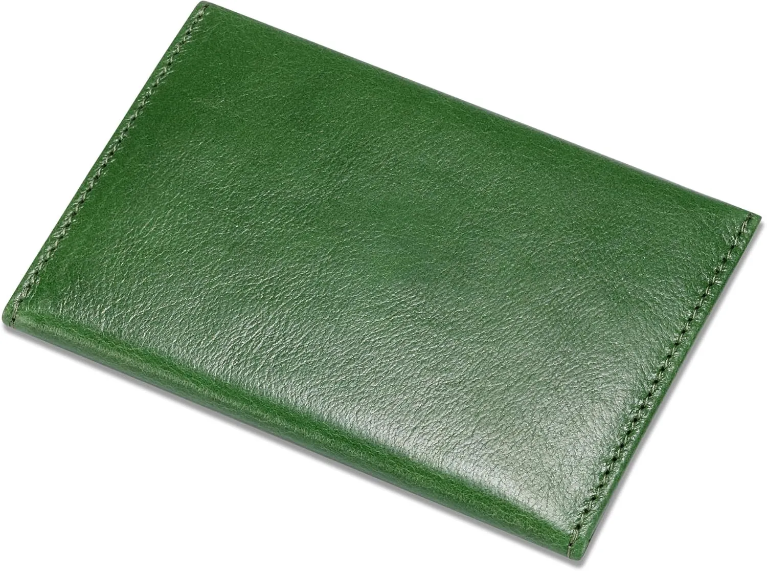 HISCOW Envelope Business Card Case with Magnet Closure - Italian Calfskin (Green Vegetable-Tanned Leather)