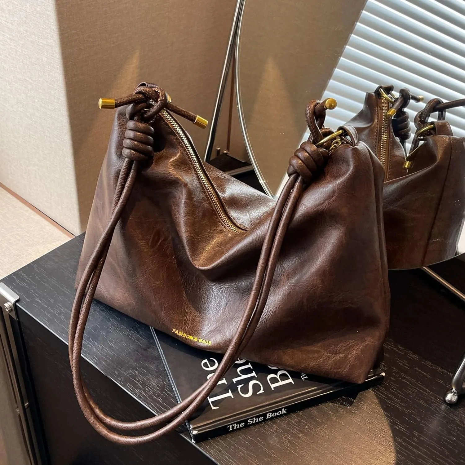 Hobo Bag for Women,Large Soft Trendy Shoulder Handbag, Vintage Crossbody Leather Tote Purses,Slouchy Everyday Bag