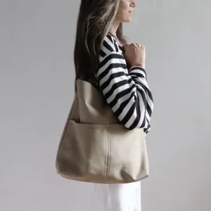 Hobo Bag in Casual Khaki Canvas