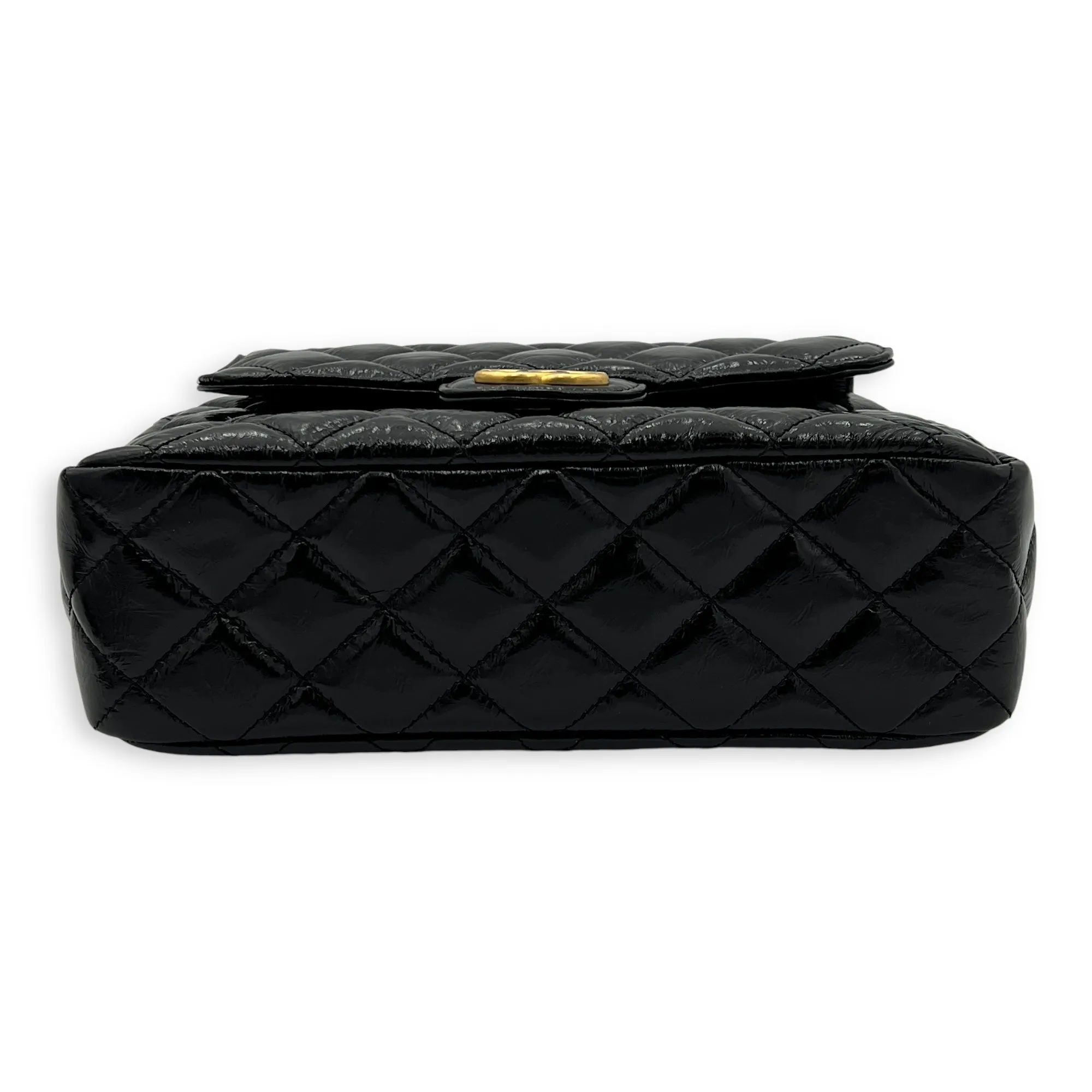Hobo Black Shoulder Bag in Crinkled Calfskin, Gold hardware