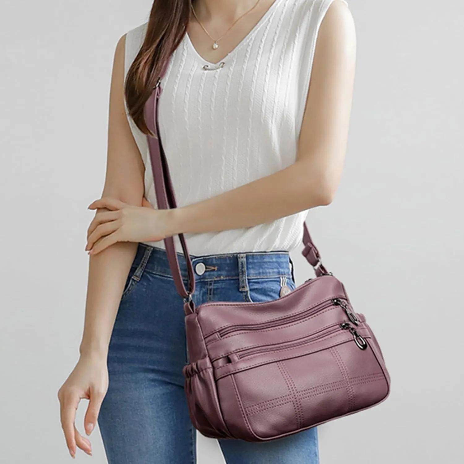 Hobo Crescent Crossbody Bag for Women Nylon Shoulder Hobo Purse with Adjustable Strap