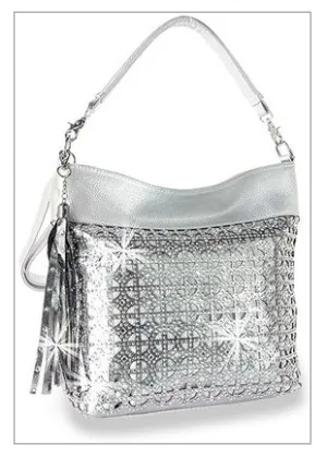 Hobo Handbag with Rhinestone Design