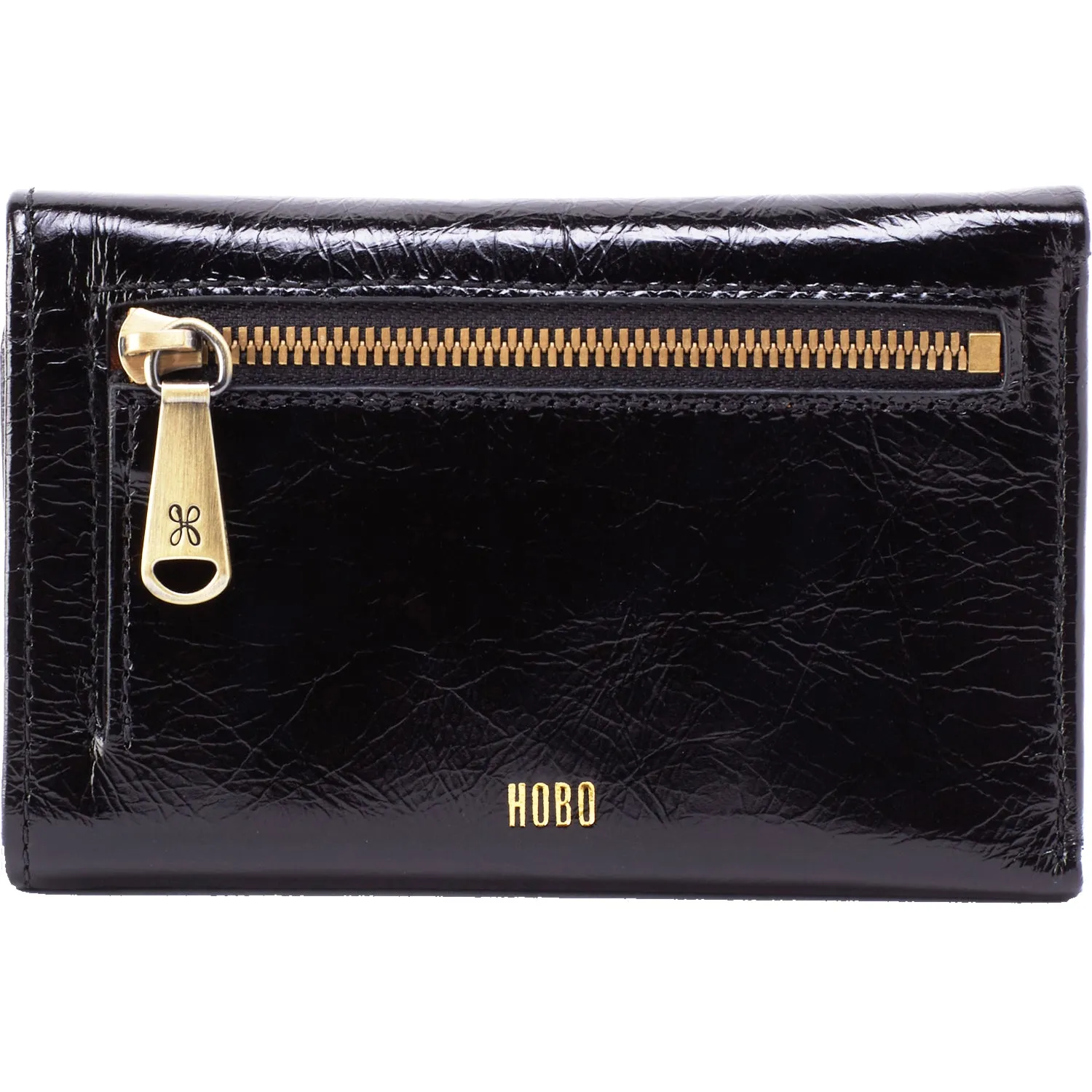 Hobo Jill Trifold Wallet Black Vintage Hide Leather