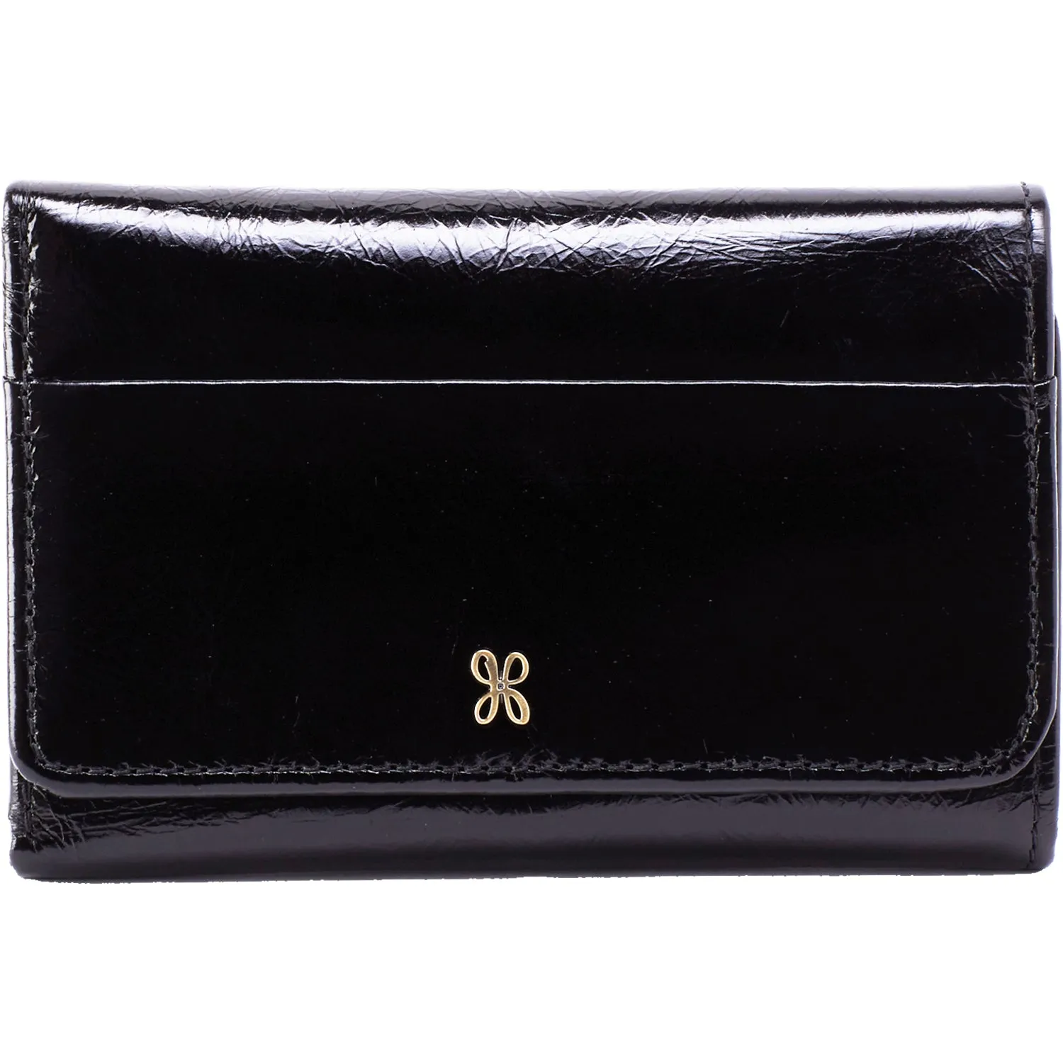 Hobo Jill Trifold Wallet Black Vintage Hide Leather