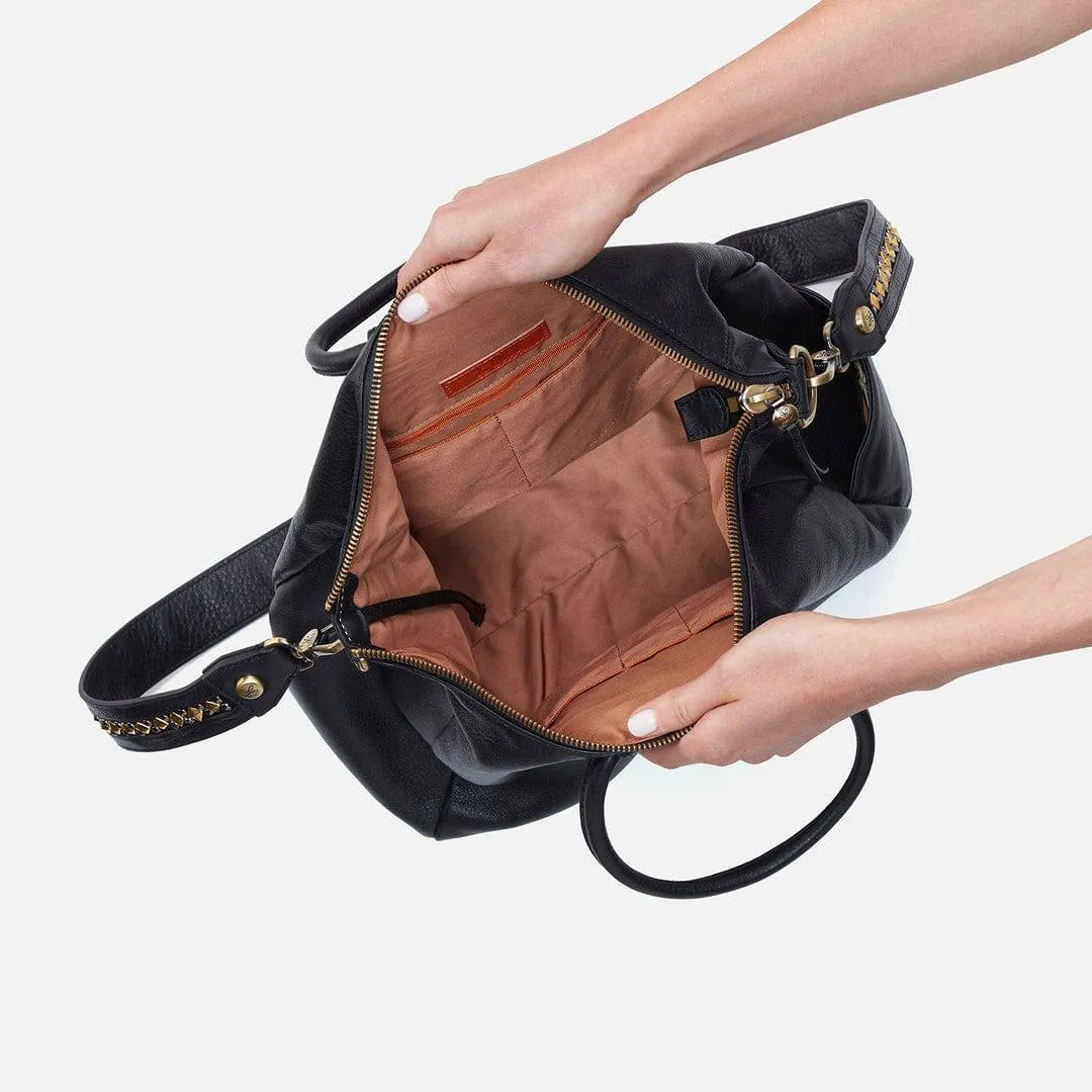 Hobo - Sheila Large Satchel - Black With Ball Chain Strap