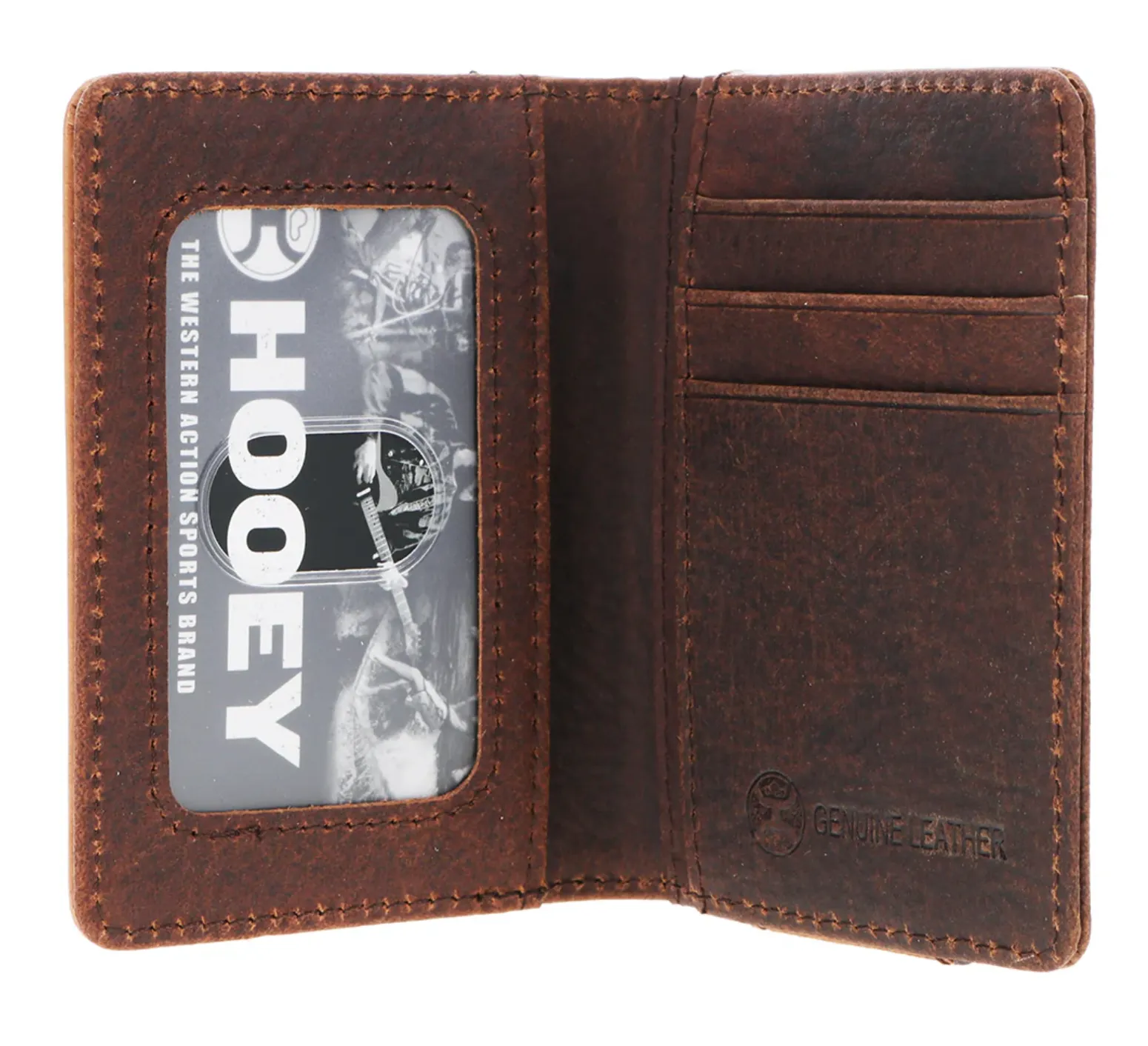 Hooey Men's "Cash" Hand-Tooled Leather Bi-Fold Tan w/ Turquoise Inlay Money Clip Wallet HFW025-TNTQ