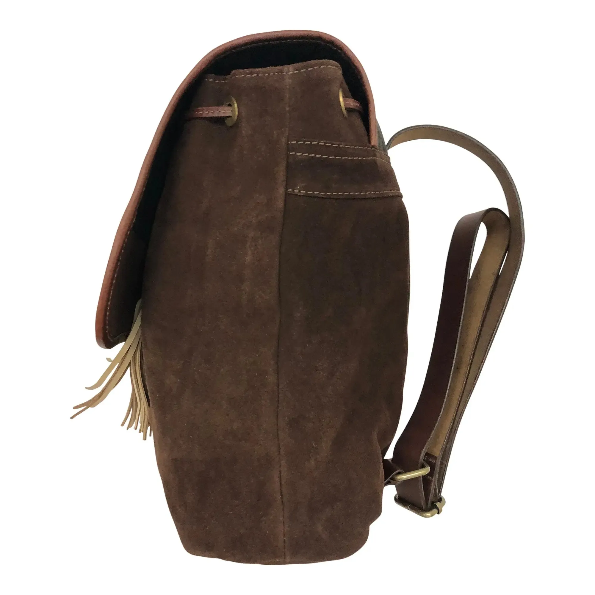 Huntley Equestrian Cowhide Suede Leather Designer Shoulder Backpack