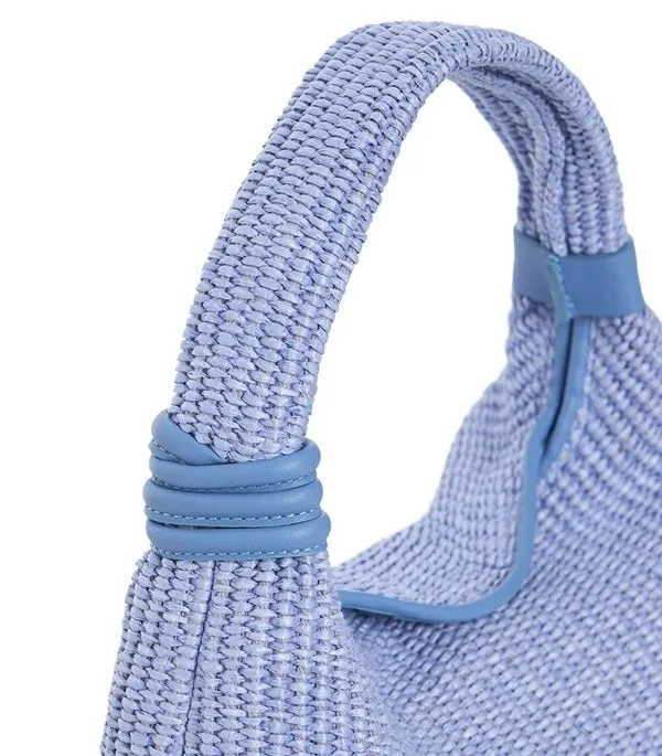 Hydra Straw Mini Hobo Bag Sky