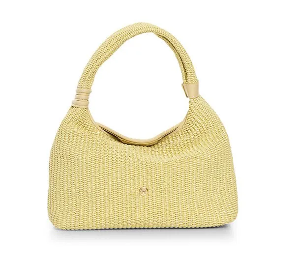 Hydra Straw Mini Hobo Bag Yellow