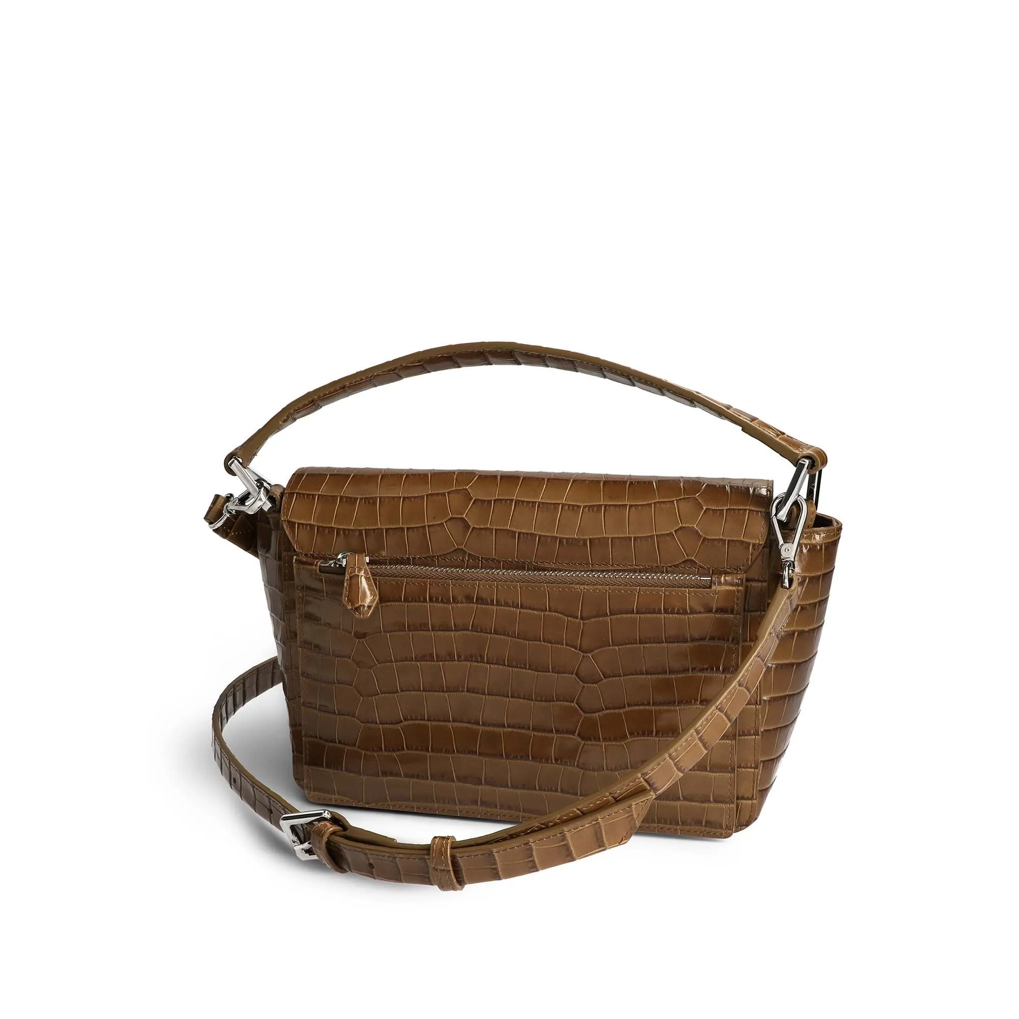 Ikon Croco Olive Brown Shoulder Bag