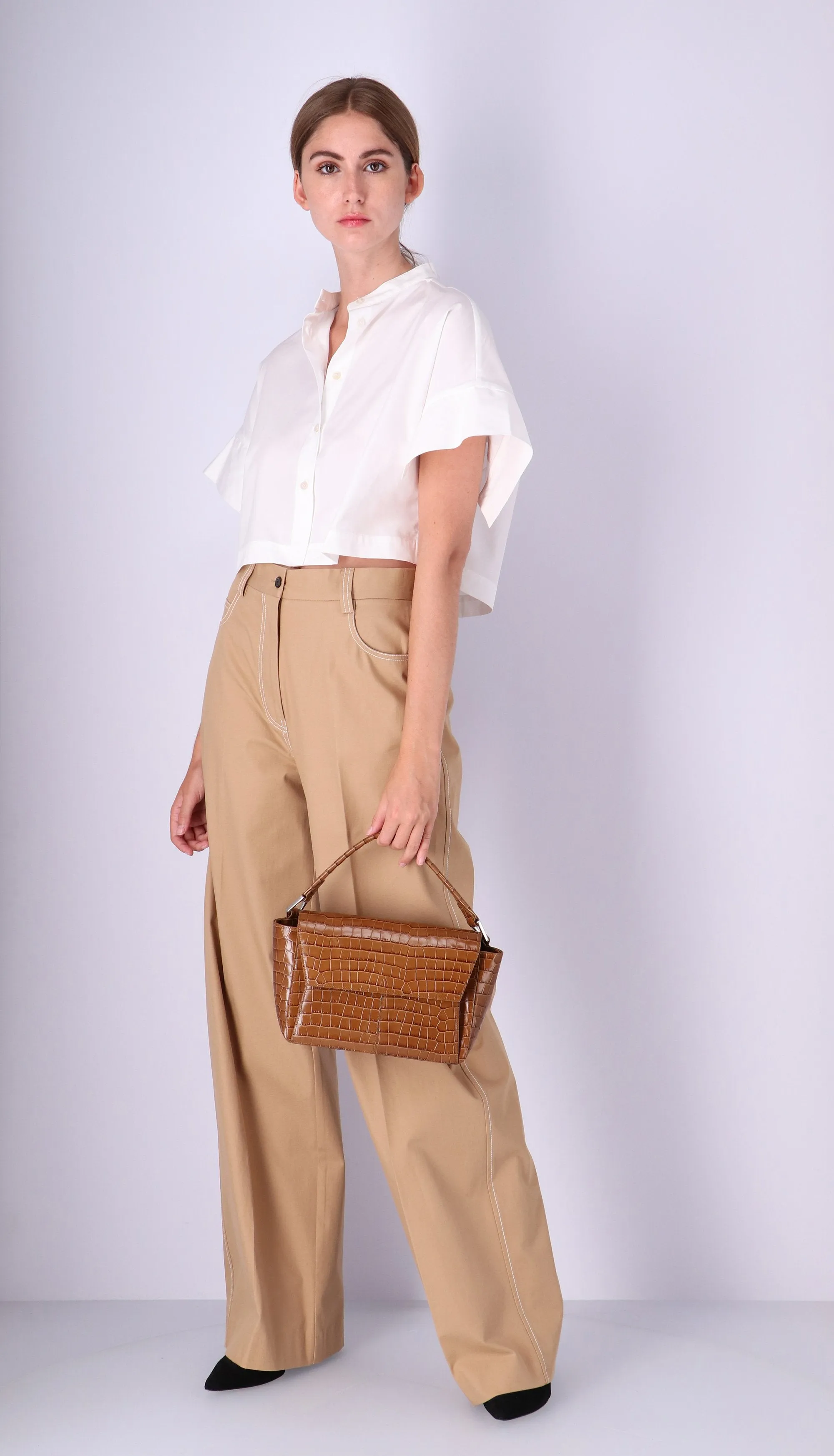 Ikon Croco Olive Brown Shoulder Bag