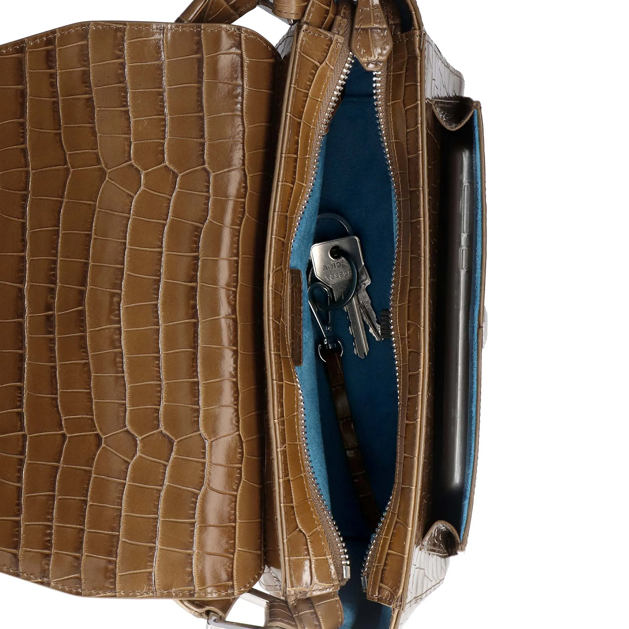 Ikon Croco Olive Brown Shoulder Bag