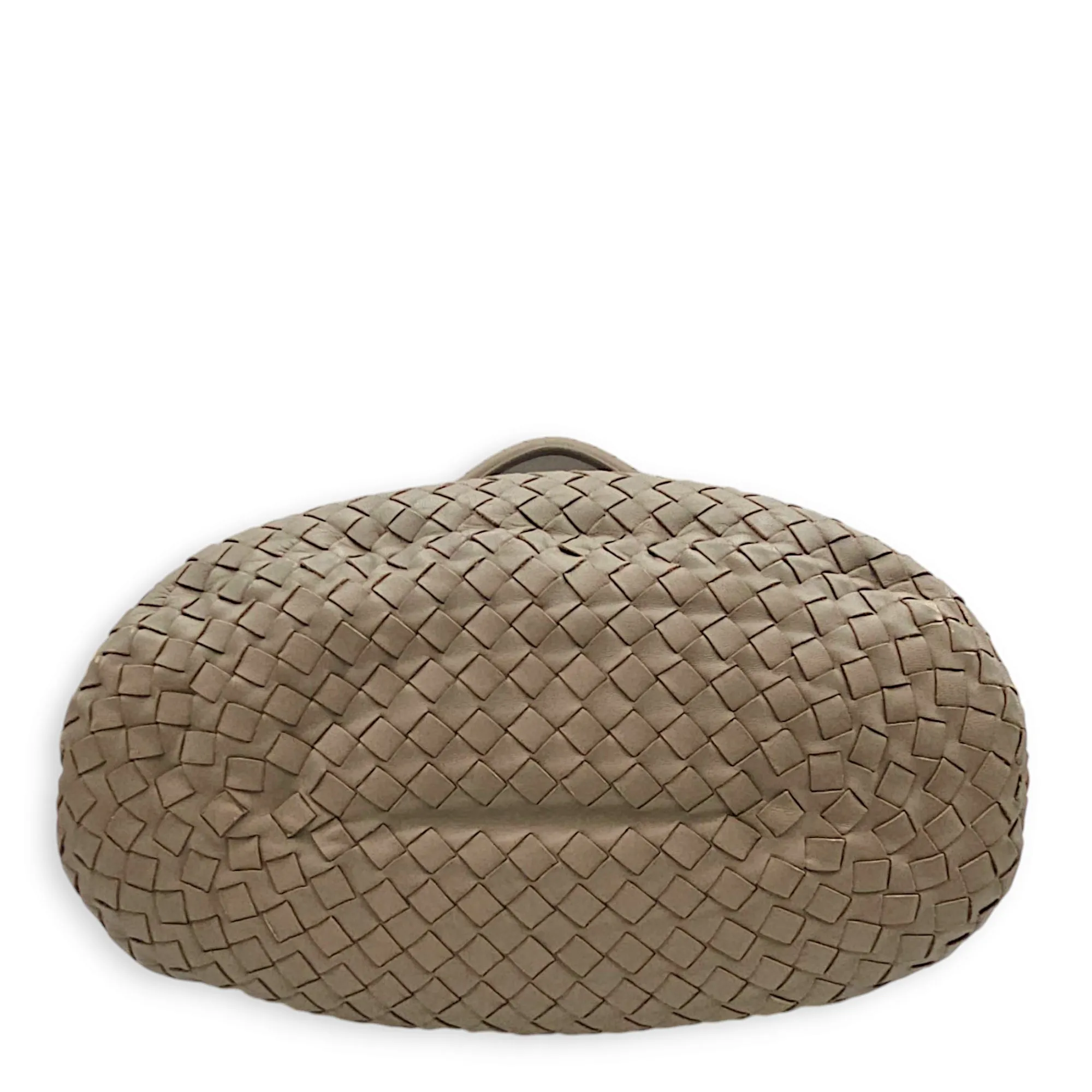 Intrecciato Bucket Hobo Grey Shoulder Bag in Nappa Leather, Brunito hardware