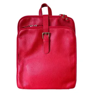 Italian Leather Backpack in Red