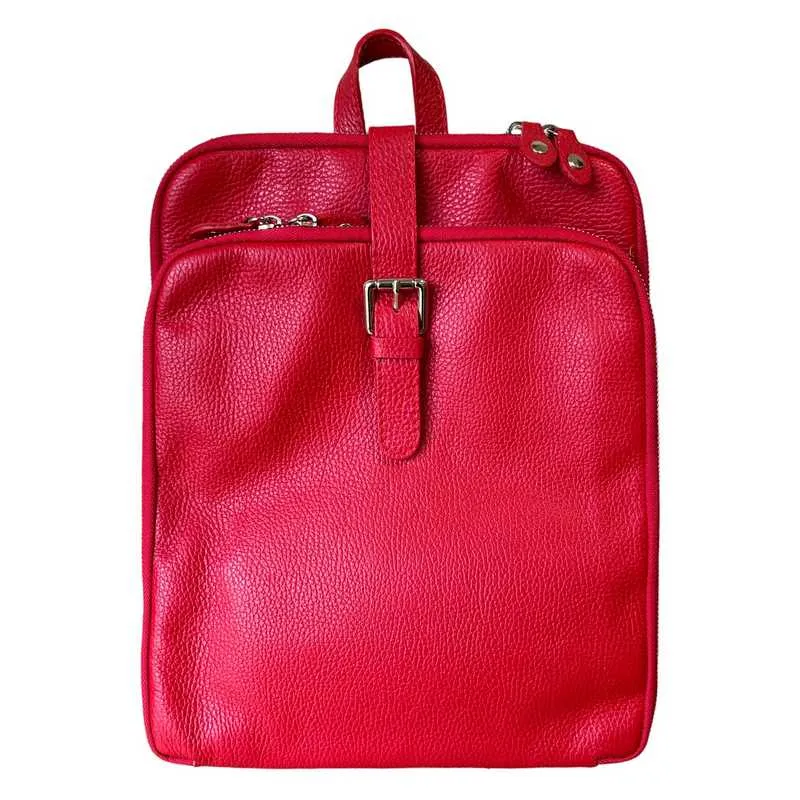 Italian Leather Backpack in Red