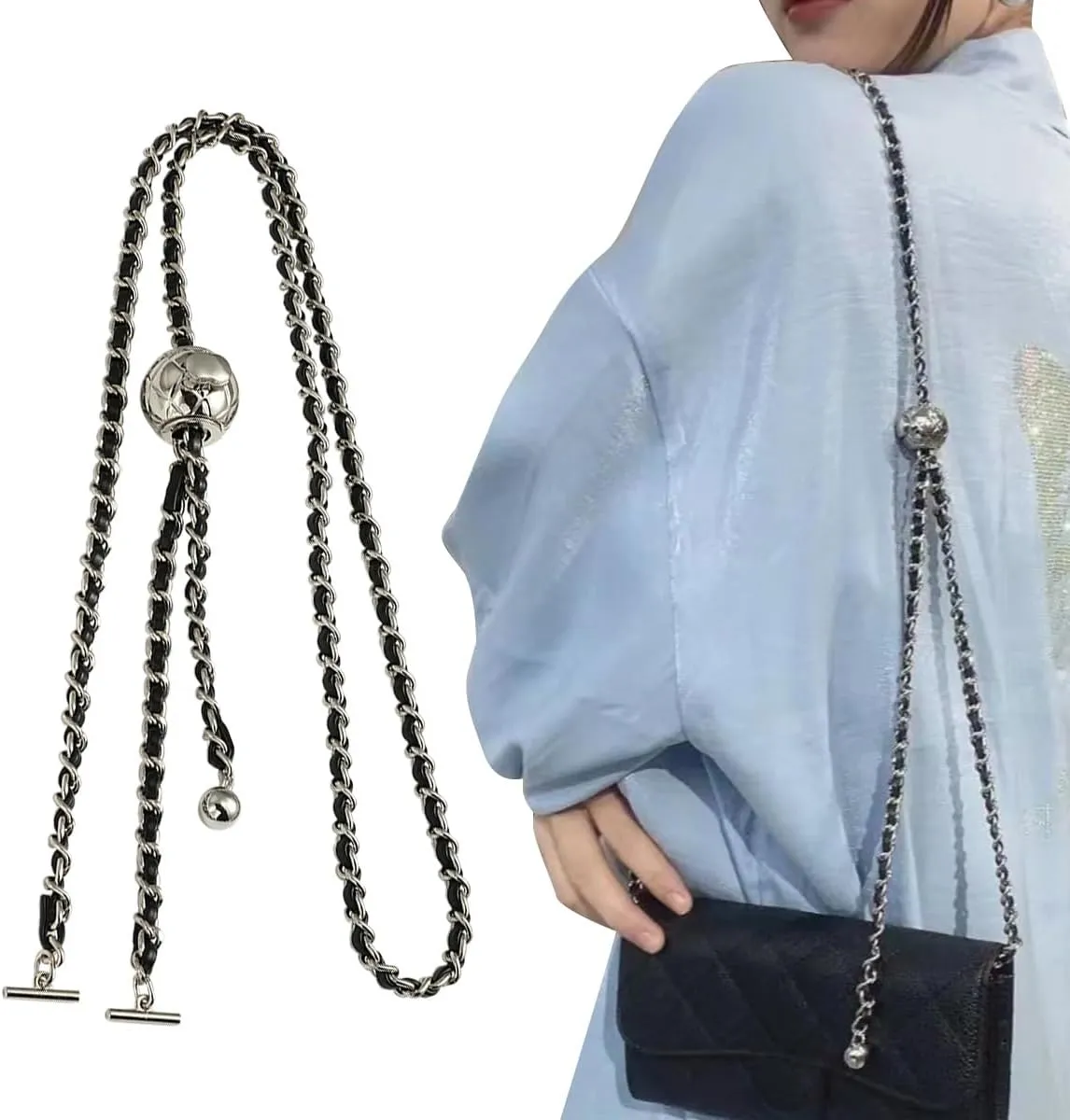 Jiesinlov Purse Chain Adjustable Shoulder Strap with Small Metal Ball Replacement Transformation Crossbody Handbag