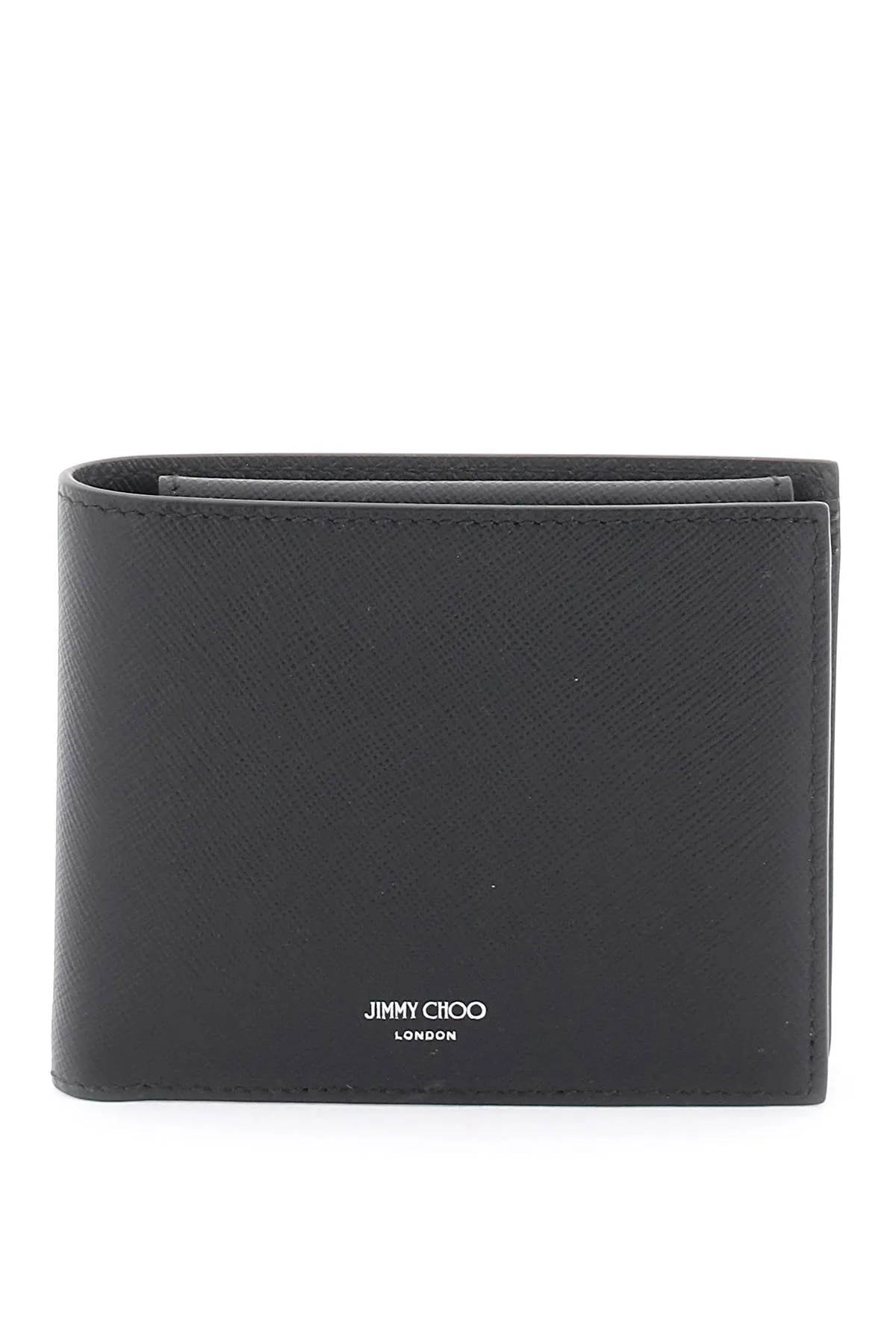 Jimmy choo leather bifold wallet LUKA TDB BLACK GUNMETAL