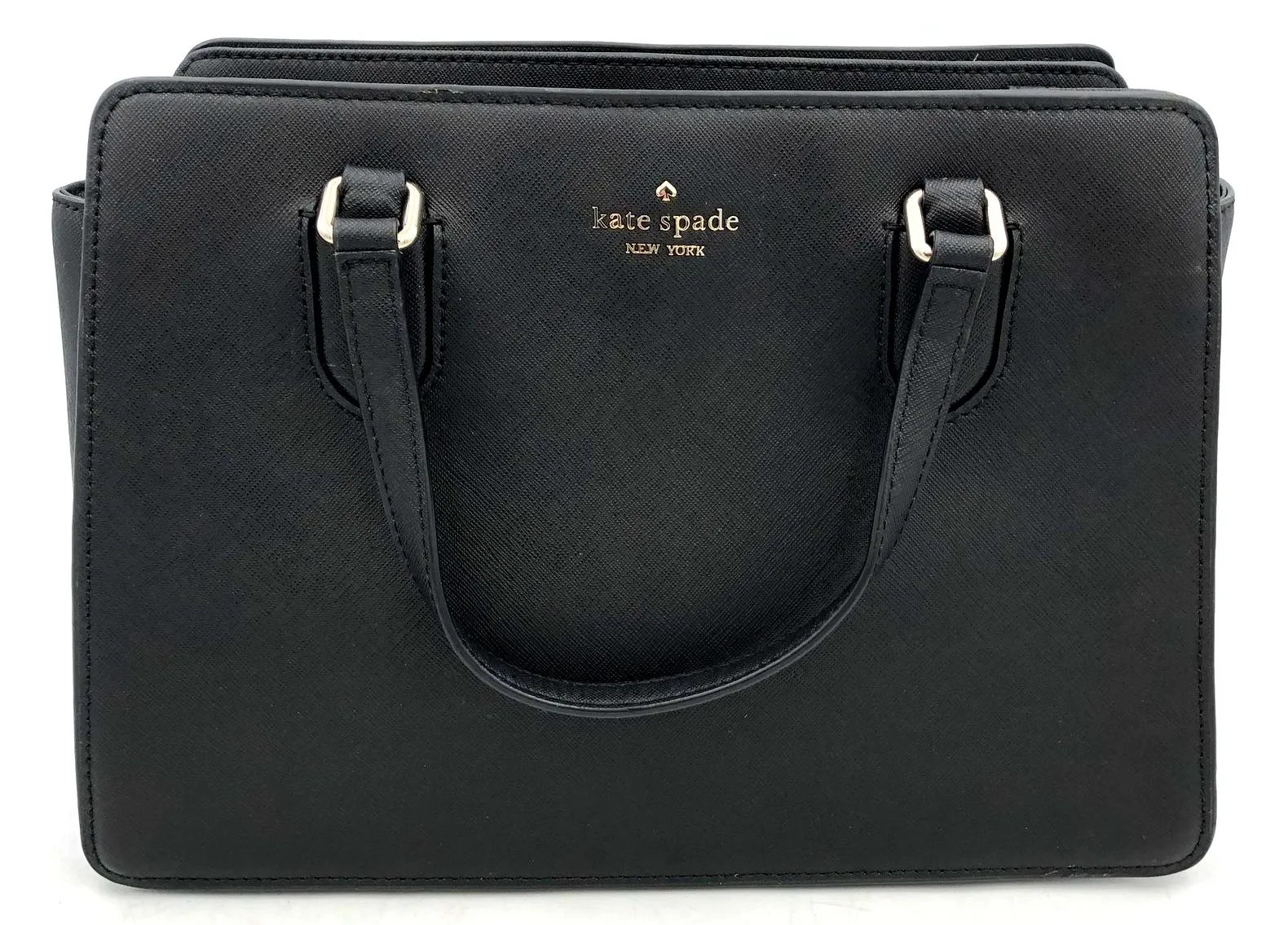 Kate Spade Black Saffiano Leather Satchel with Gold-Tone Hardware ( COA)