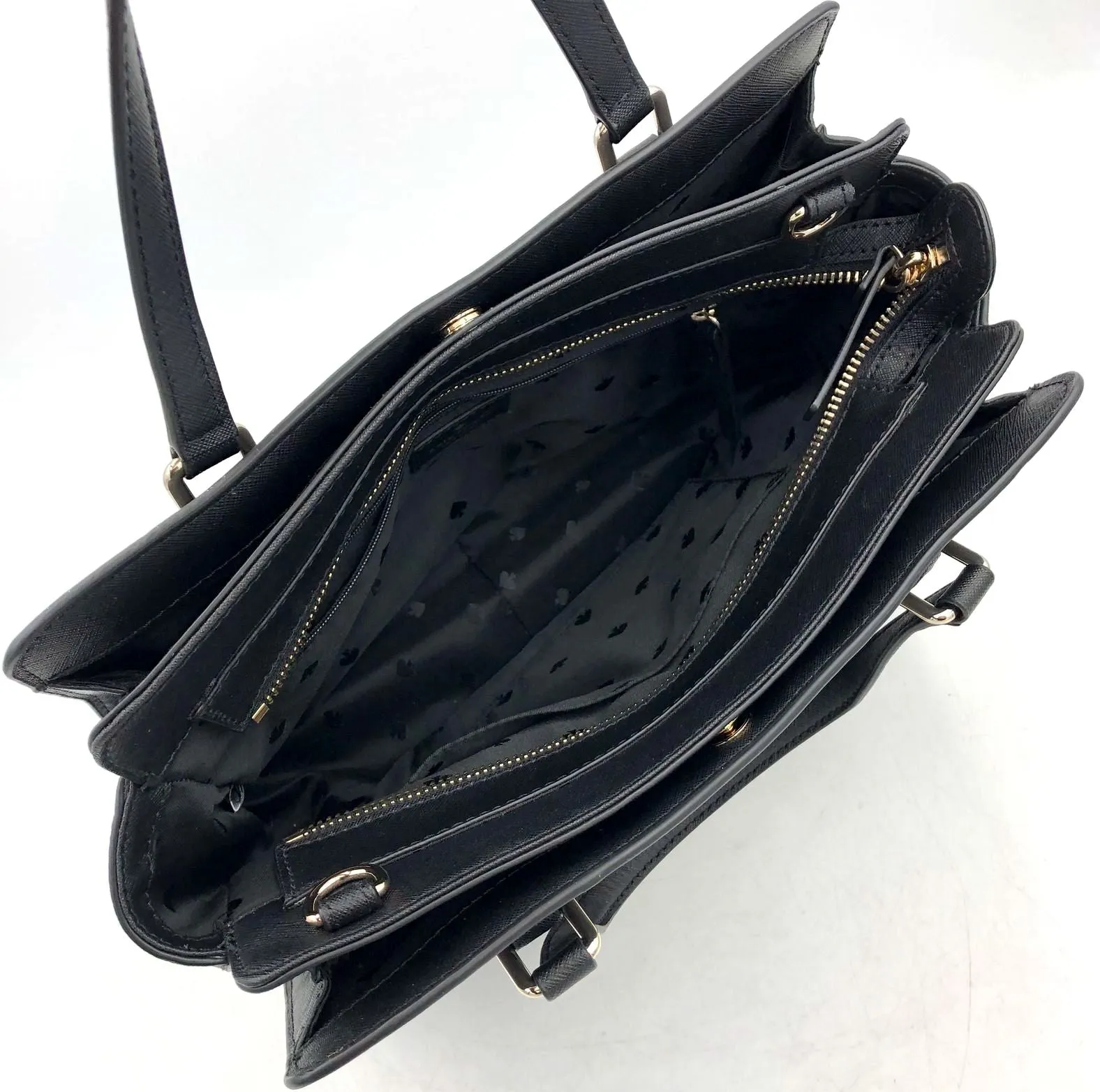 Kate Spade Black Saffiano Leather Satchel with Gold-Tone Hardware ( COA)