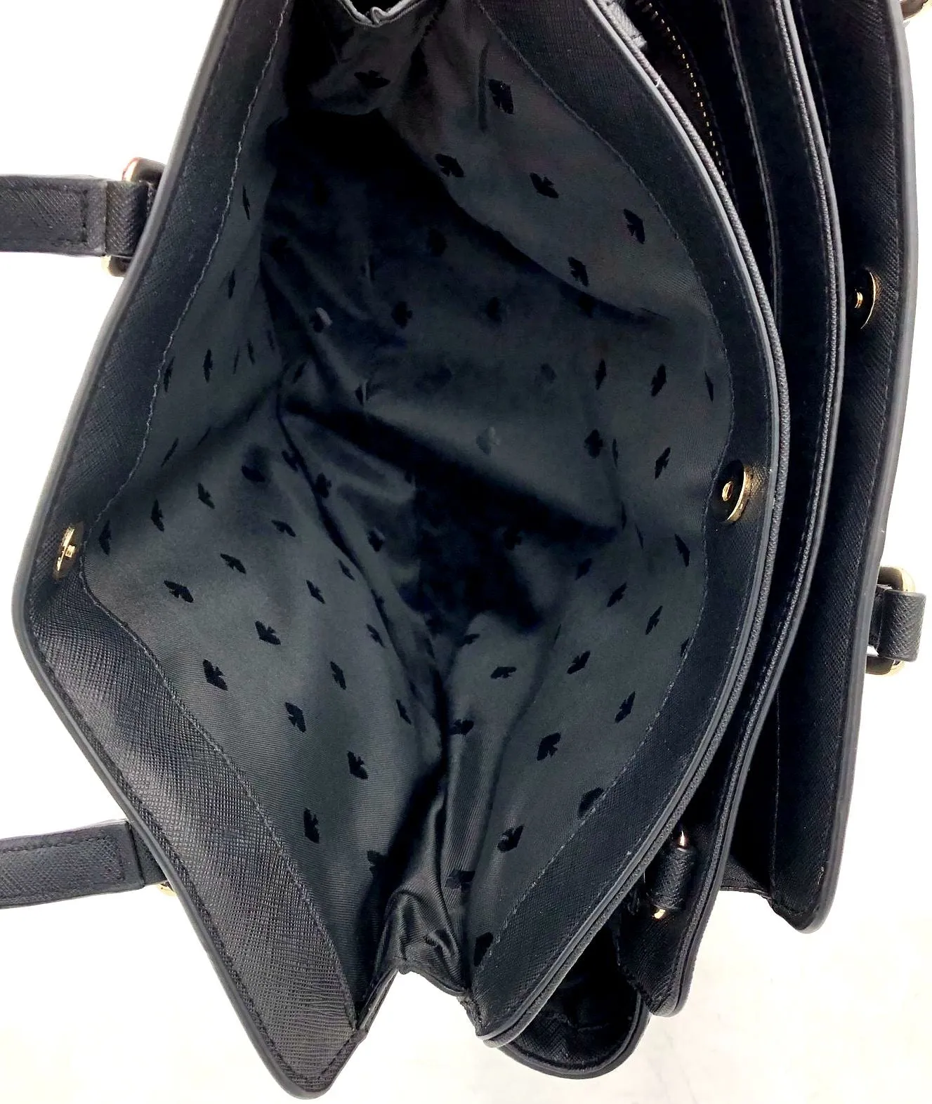 Kate Spade Black Saffiano Leather Satchel with Gold-Tone Hardware ( COA)
