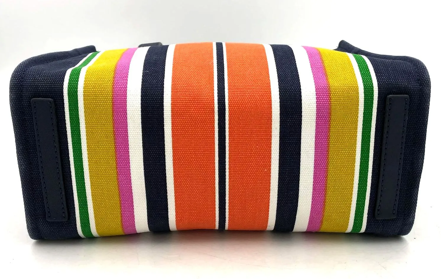 Kate Spade Navy Blue/Multicolor Rainbow Canvas Satchel w/ Leather Accents ( COA)