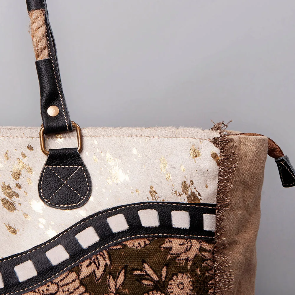 KB503 Ohlay Western Genuine Upcycled Canvas Leather Women Weekender Bags