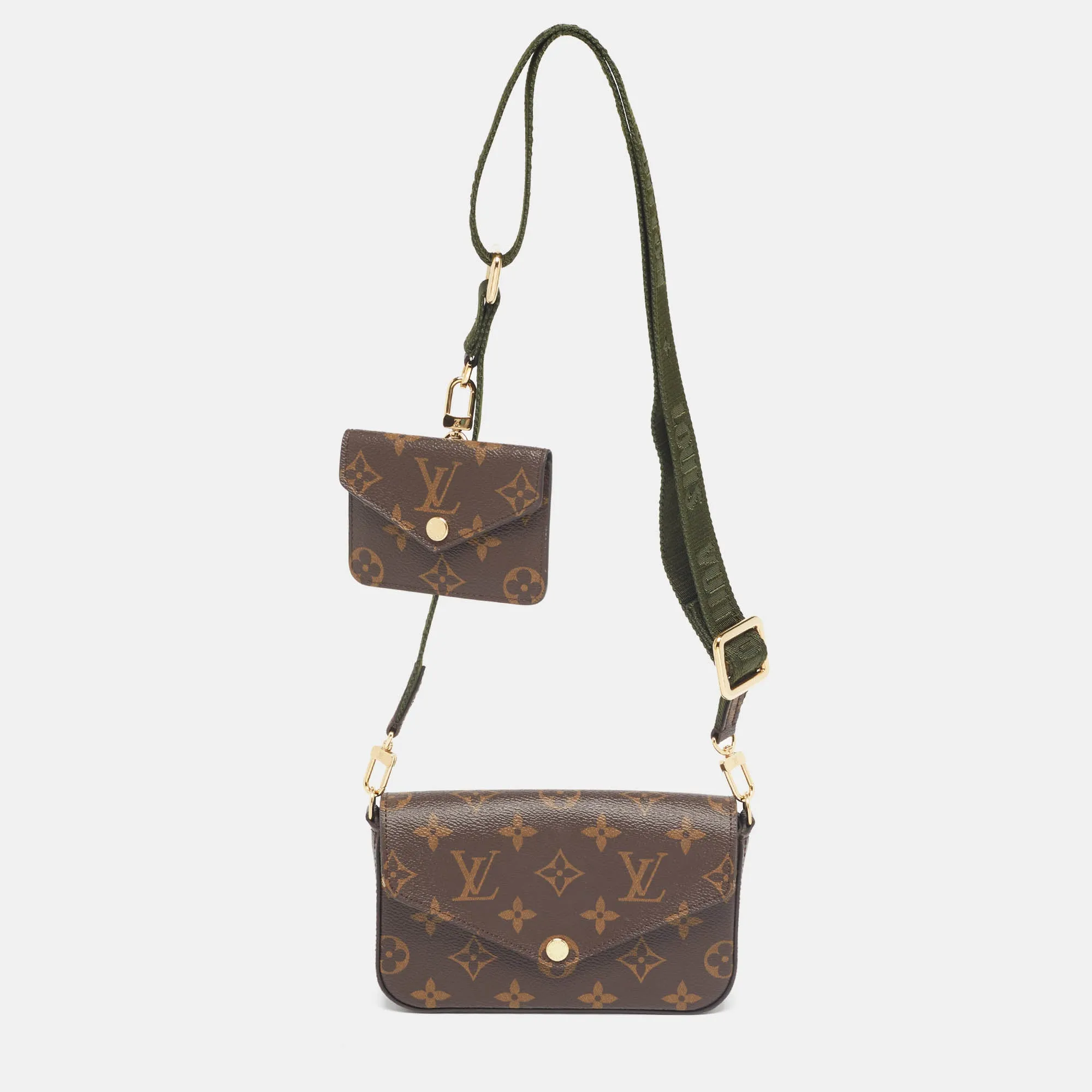 Khaki Monogram Canvas F&eacute;licie Strap & Go Bag