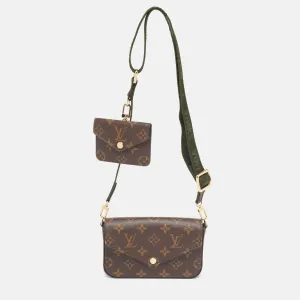 Khaki Monogram Canvas F&eacute;licie Strap & Go Bag