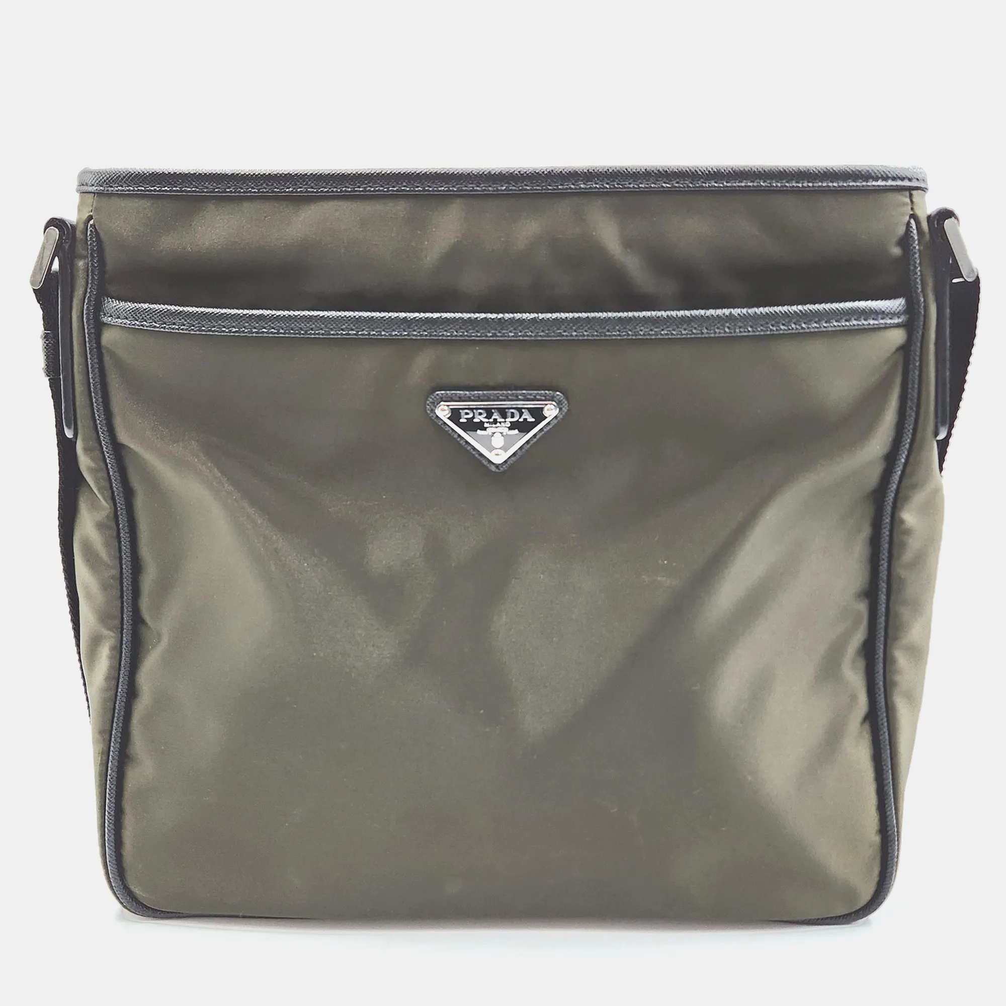 Khaki Nylon Messenger Bag