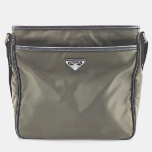 Khaki Nylon Messenger Bag