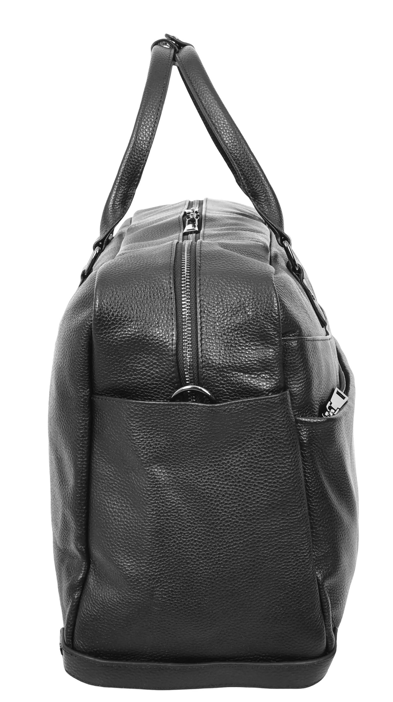 Kinsley Leather Classic Weekend Travel Large Holdall Bag Black