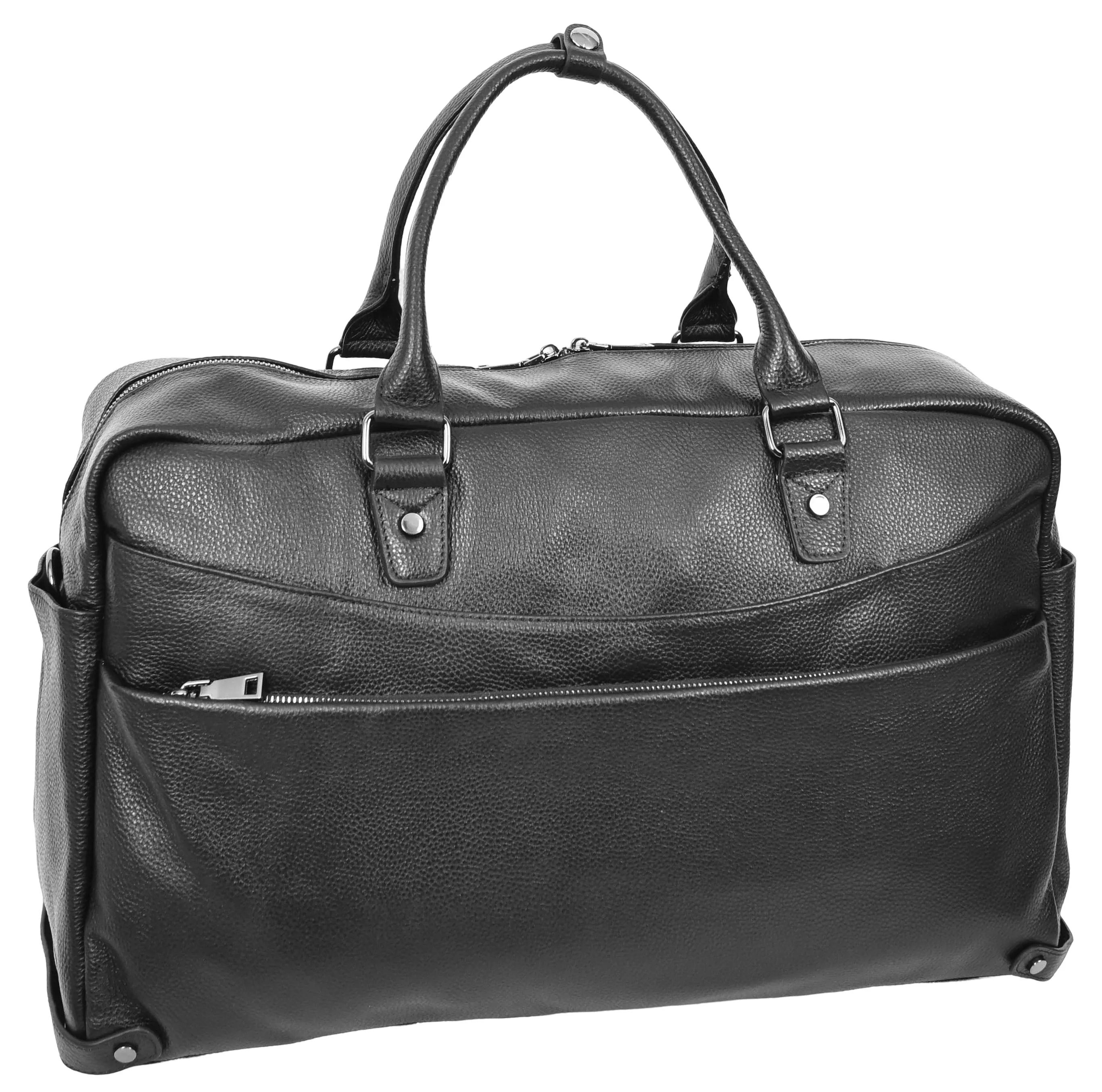 Kinsley Leather Classic Weekend Travel Large Holdall Bag Black
