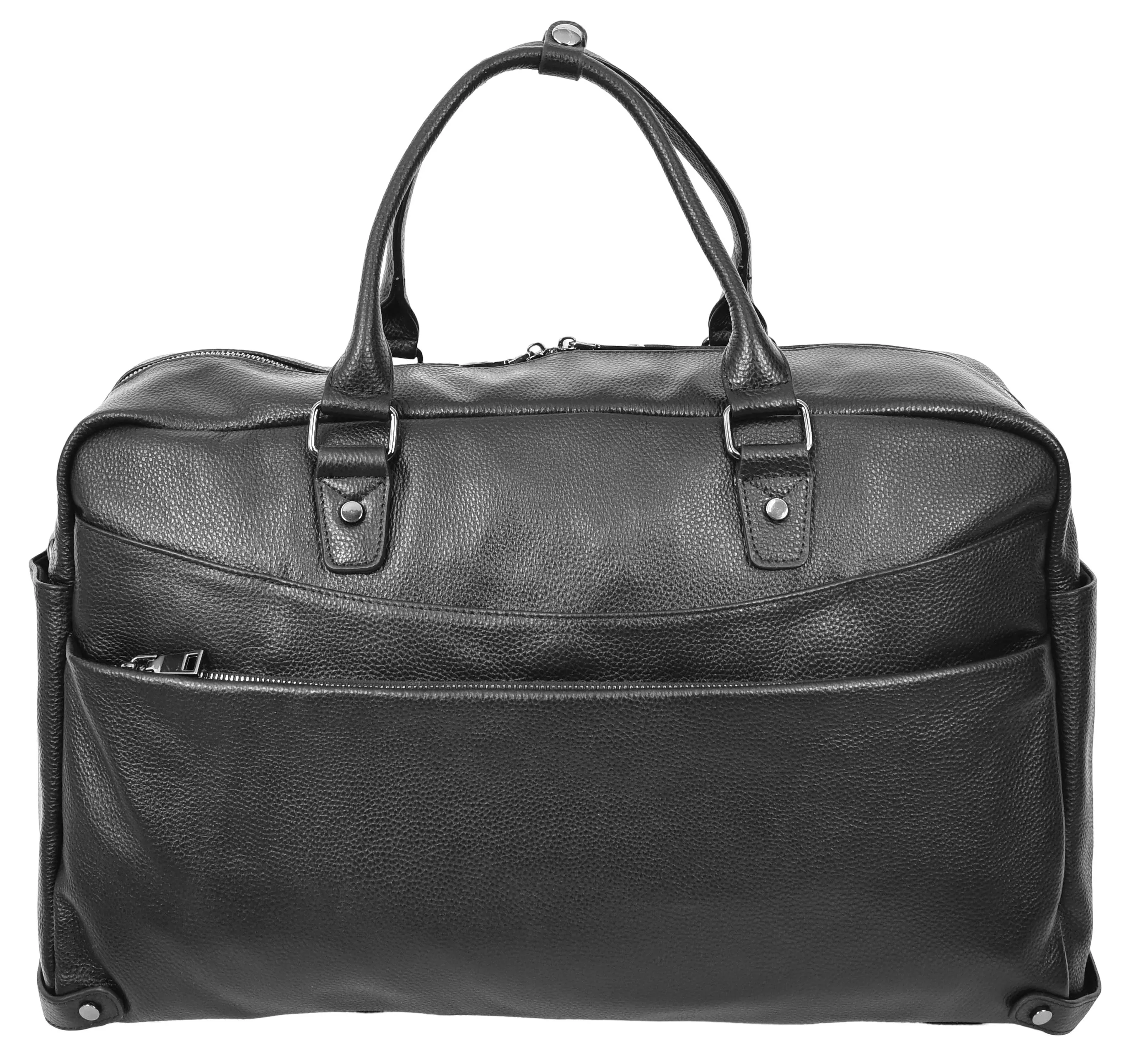 Kinsley Leather Classic Weekend Travel Large Holdall Bag Black