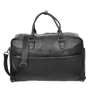Kinsley Leather Classic Weekend Travel Large Holdall Bag Black